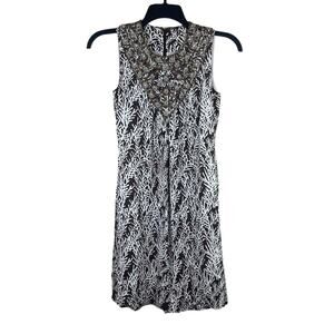 Tory Burch Silk‎ Coral Reef Print Beaded Shift Dress Women's 2 Coastal Resort